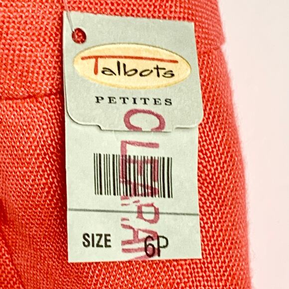 Talbots Pants Womens 6P Coral 100% Irish Linen Lined Side Zip Creased Front Corp - Picture 5 of 15